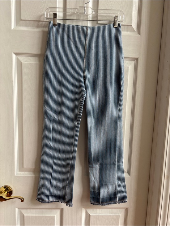 Lyssé Pants - Blue and White Striped Boot-Cut Pants